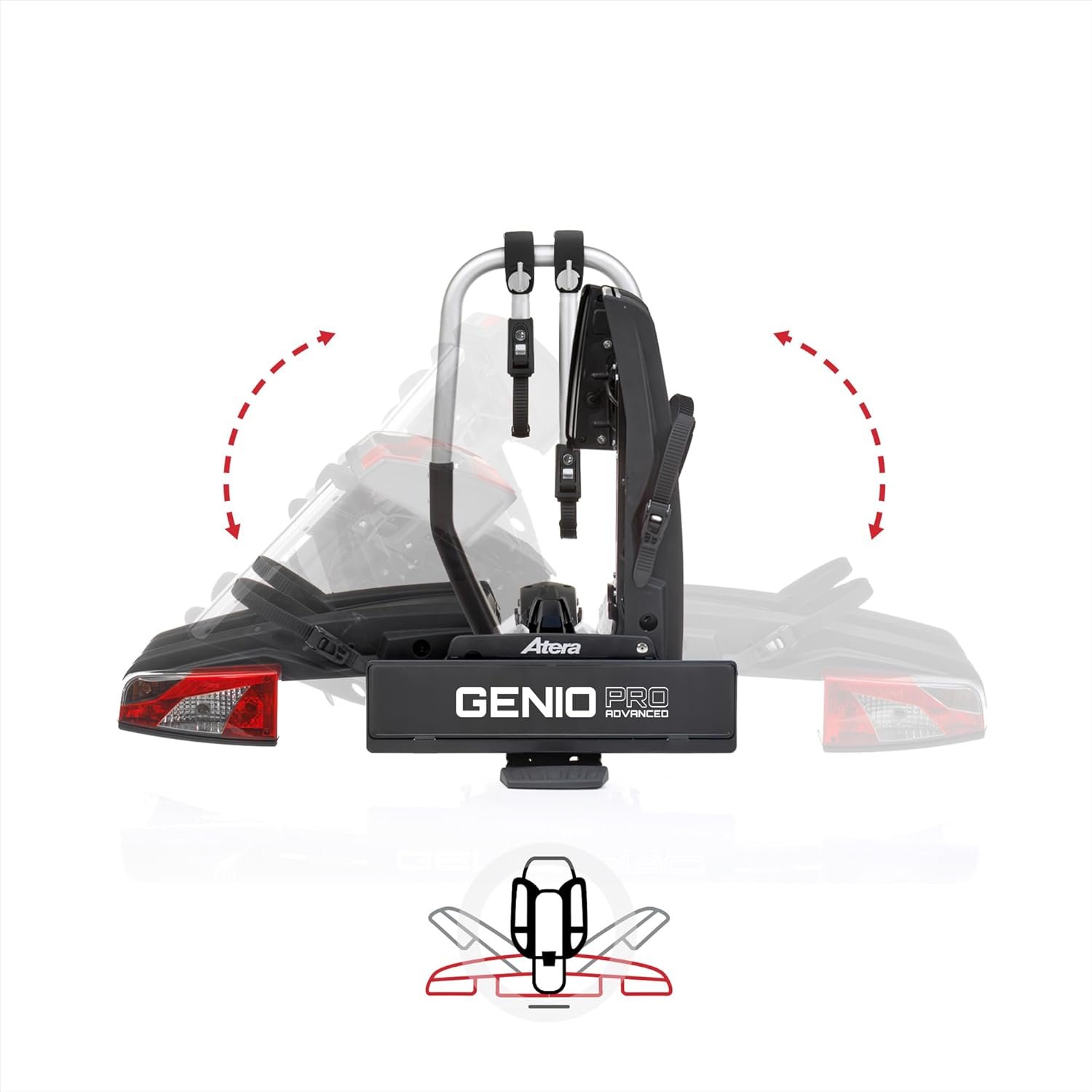Atera 022780 Genio Pro Advanced Portabici pieghevole con luci posteriori per 2 biciclette o bici elettriche - immagine 12