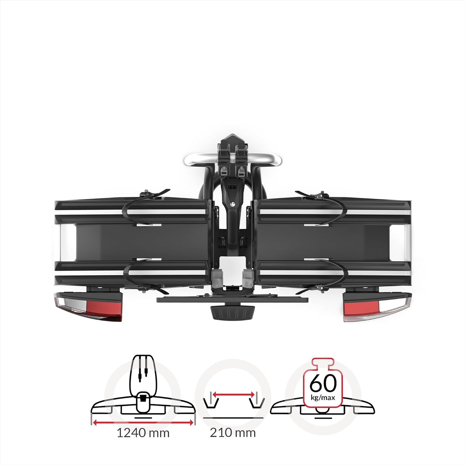 Atera 022780 Genio Pro Advanced Portabici pieghevole con luci posteriori per 2 biciclette o bici elettriche - immagine 2