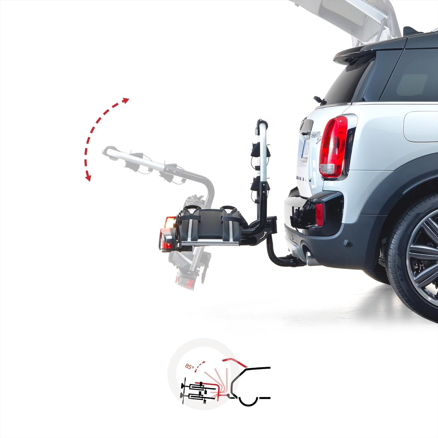 Atera 022780 Genio Pro Advanced Portabici pieghevole con luci posteriori per 2 biciclette o bici elettriche - immagine 6