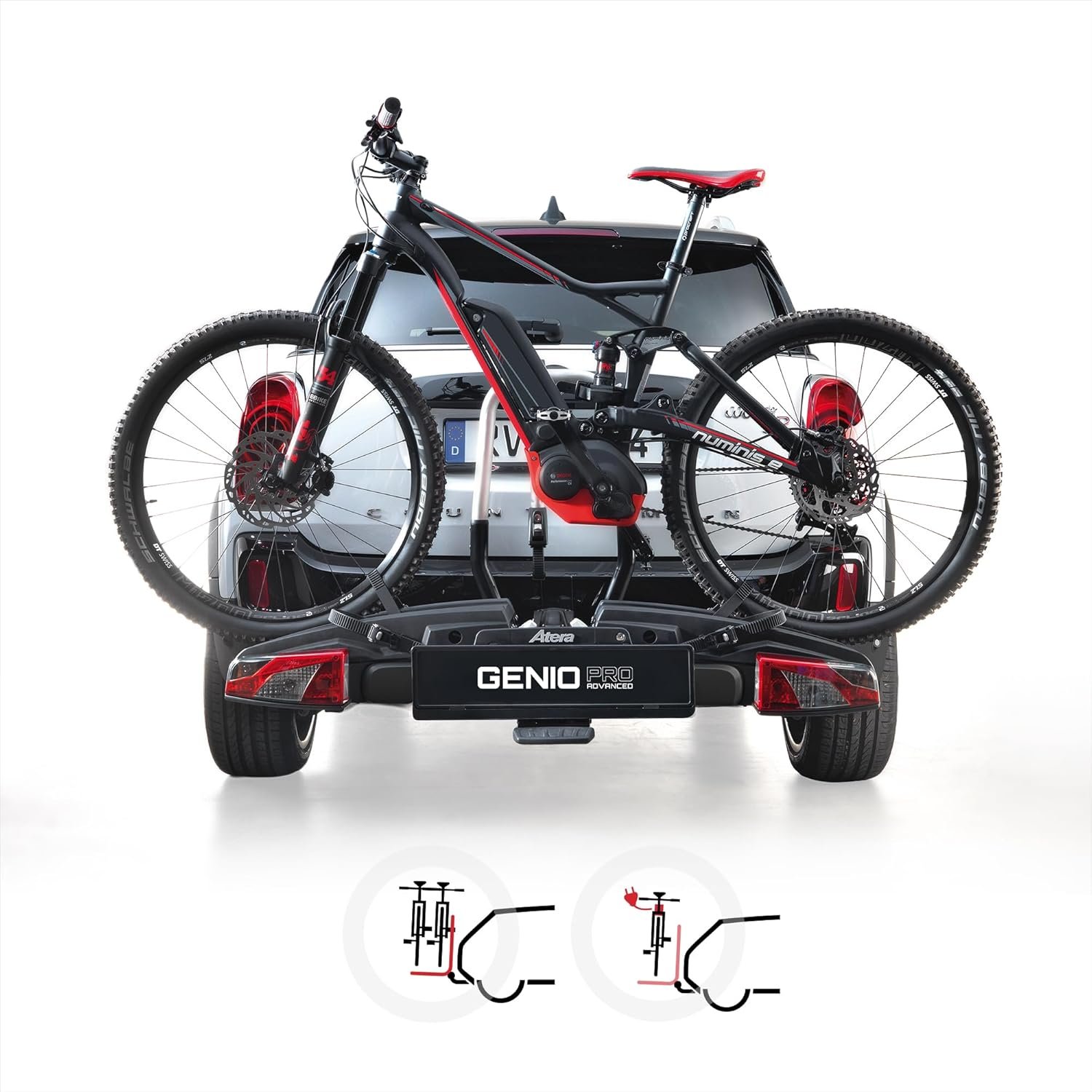 Atera 022780 Genio Pro Advanced Portabici pieghevole con luci posteriori per 2 biciclette o bici elettriche - immagine 9